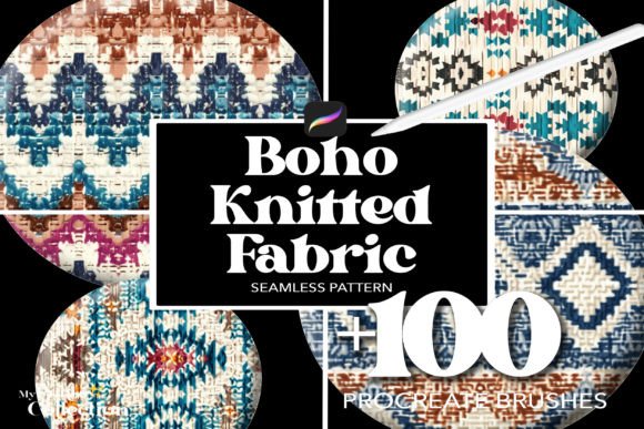 100 Procreate Boho Knitted Fabric Brushes