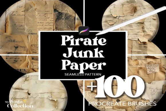 100 Procreate Vintage Paper Junk Brushes