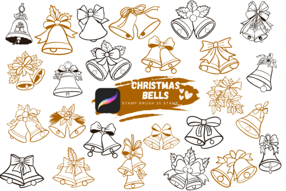 Christmas Bells: Elevating Holiday Creativity with Sketch-Style Procreate Stamp Brushes