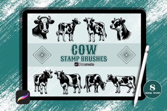 Cow Brush Stamp Set for Procreate: Elevate Your Digital Art