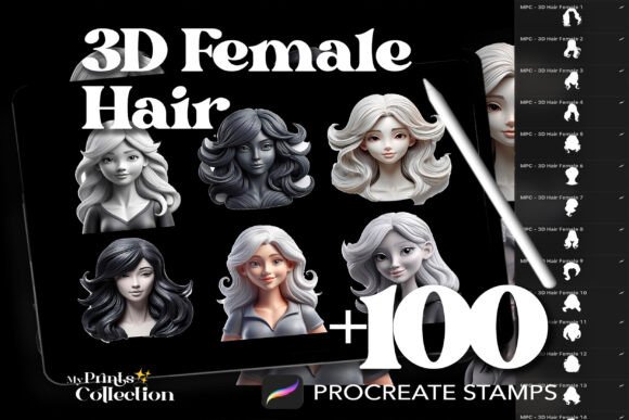 Evaluating 100 Procreate 3D Female Hair Stamps for Digital Artwork