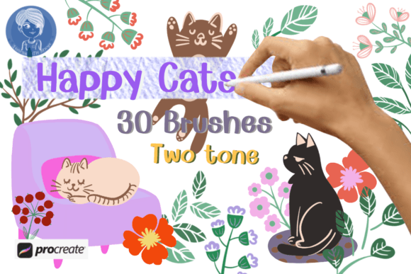 Happy Cats Brush Stamp Procreate