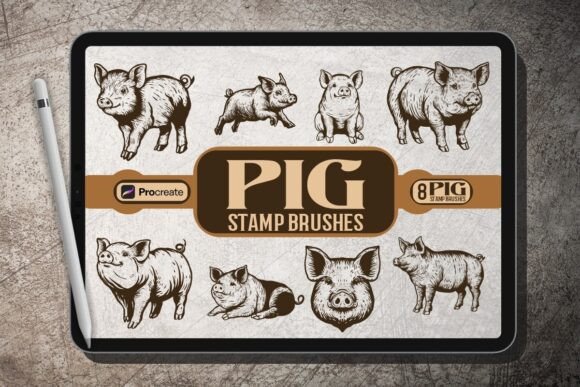 Pig Brush Stamp Set for Procreate