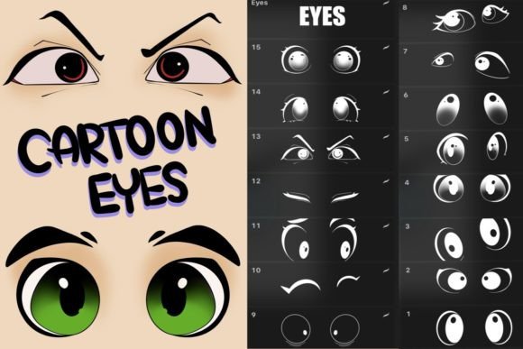 Procreate Cartoon Eyes Stamp and Eyebrow Guide