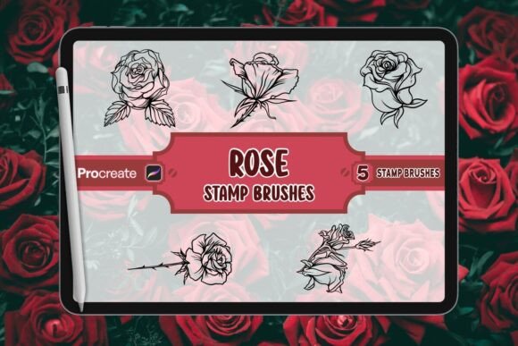 Rose Brush Stamp Set for Procreate