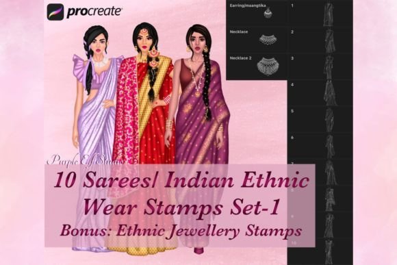 Saree Indian Ethnic Procreate Stamps